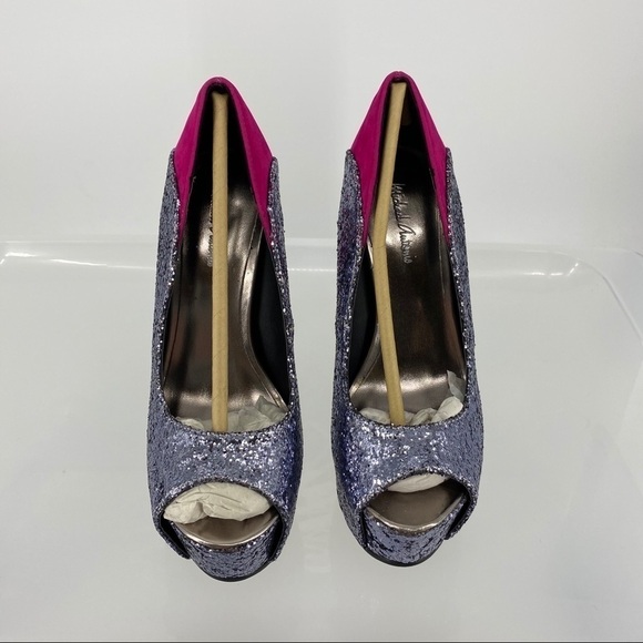 Michael Antonio glitter color block peep toe heel - Picture 3 of 9